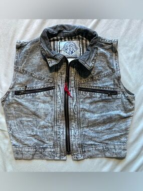 JouJou Gray Zip Collar Size M Casual Short Festival Burning Man EDC Western